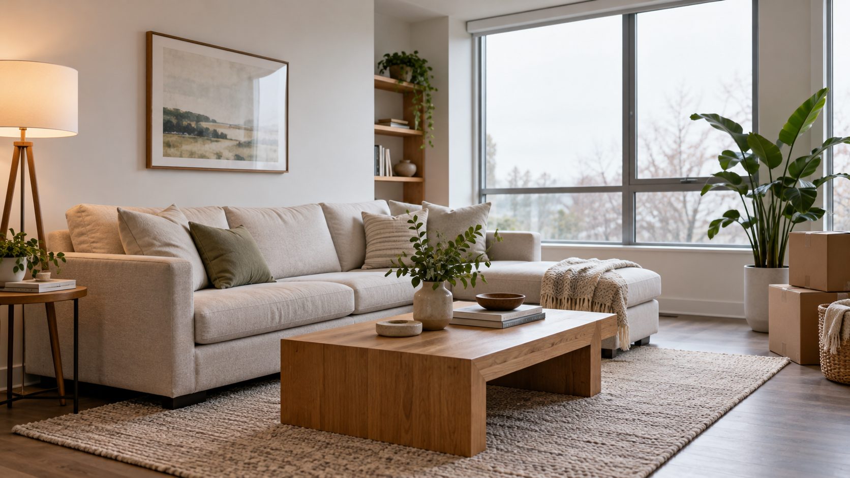 Bright Vancouver condo living room prepared for sale
